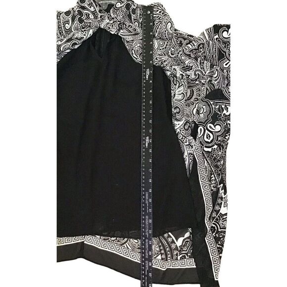 Chico’s Black Label Sheer Blouse Cold Shoulder Sleeves Size 00 - Picture 6 of 10